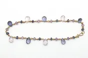 Bracelet - 18k gold, Scorolite, Amethyst, Iolite