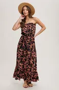 Floral Print Smocked Ruffle Tiered Maxi Dress