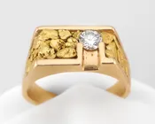 1970s Diamond and Gold Nugget Ring