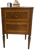 Vintage Nightstand or small 2 drawer chest with parquetry inlay