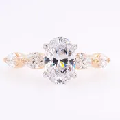 14K Two-Tone Gold Oval & Marquise Diamond Ring Setting | 0.80 CTW