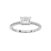 0.5CTW Emerald Shaped Lab Grown Diamond (F/VS) Petite Solitaire Engagement RING in 14K Gold