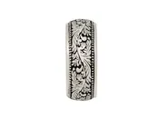 Black Floral Engraved White Gold Band