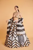 B&W With Gold Engineered Lehenga