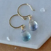 Aurora Earrings - banded teal purple fluorite gemstone drop earrings