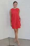 3D Floral Appliqué Sleeveless Shift Mini Dress