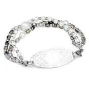 Deep Purple with Pearls Stretch Medical Bead Bracelet-AA7244