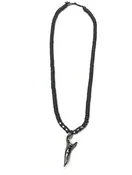 Black and Hematite Beaded Shark Tooth Necklace