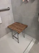 18" Wide Teak ADA Shower Seat with Drop Down Legs