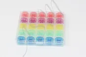 25 Pack Assorted Color Plastic Bobbins w/Plastic Box