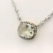 Beautiful Green Quartz and Diamond Necklace