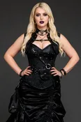 Aiolos Black Brocade Steampunk Overbust Corset