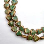 10×3.5mm Natural Turquoise Triangle Beads Green with gold-copper edging Genuine Turquoise Gemstone Smooth Loose Beads 16″ Strand
