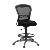 Armless Mesh Back Drafting Stool with Upholstered Seat