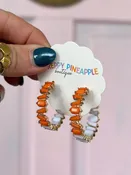 Acetate Bead Hoops - Orange/White