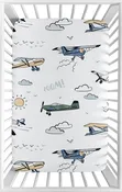 Airplane Green and Blue Collection Mini Crib Sheet