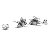 Beaded Mandala Silver Earring Studs with Shell Insert
