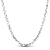 4.8mm Diamond-Cut Flat-Link Mariner Chain Necklace Solid Sterling Silver 24"