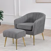 BQ-AC160 2pc Barrel Chair &amp; Ottoman Set