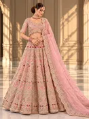Blush Pink & Gold Embroidered Bridal Lehenga