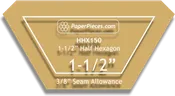 1 1/2" Half Hexagons 3/8" Acrylic Template | Paper Pieces | HHX150-038