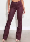 COATED BURGUNDY BOOT CUT PANTS