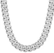 14mm White Tone Emerald Cut Moissanite 20.4CT Cuban Chain