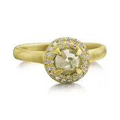 Rustic Rose Cut Double Halo Diamond Ring