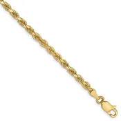10K 3mm Diamond Cut Rope Bracelet 8"