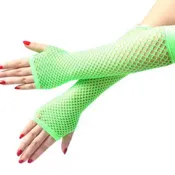 Neon Green Long Fishnet Gloves