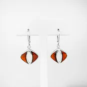 Amber Elliptical Silver Earrings