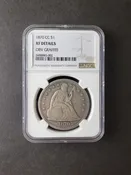1870 CC $1 Seated Liberty Silver Half Dollar NGC XF Details Obverse Graffiti