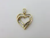 10K Yellow Gold Diamond Heart Necklace Pendant
