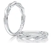 Alternating Row Diamond Wedding Band