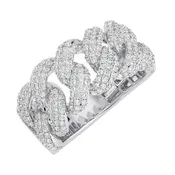 Diamond Cuban Link Ring 1.47ct 14K Gold