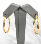 10K Tri-Color Two Ring Hoop Earrings