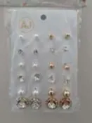 12 Pair Gold Stud Earings Mixed on Card $1 ea