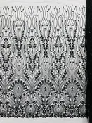 Modern Luxury Beaded Fabric Embroidered on a Mesh Lace 54” Wide| New Creations Fabric & Foam Inc.
