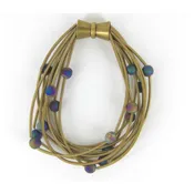 10 Layer Bronze Bracelet with Iridescent Geode