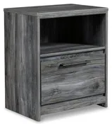 21-Inch Smoky Gray Nightstand with USB Charging and Open Cubby