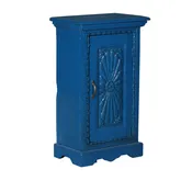 Bright Blue Carved Bedside Cabinet | Asia West