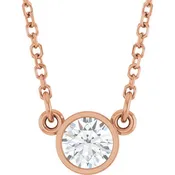 14K Rose 1/4 CT Natural Diamond Solitaire Necklace