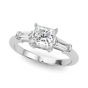 14K White Gold 3 Stone Diamond Engagement Ring