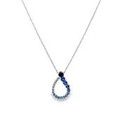 1.00CTW Graduating Blue Sapphire Pendant in White Gold