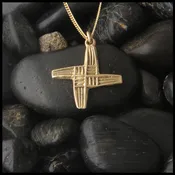 14K Gold Stylized St. Brigid Cross Pendant