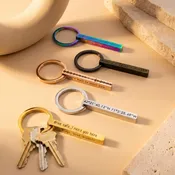 Personalized 3D Bar Keychain, Engraved 4 Sides, Handwriting Gift