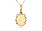 14kr Oval Opal Diamond Halo Pendant