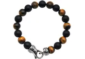 10mm Genuine Tiger Eye and Onyx Beaded Bracelet