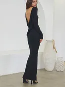 Open Back Long Sleeve Maxi Dress