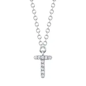 0.03CT 14K W/G DIAMOND NECKLACE - INITIAL T